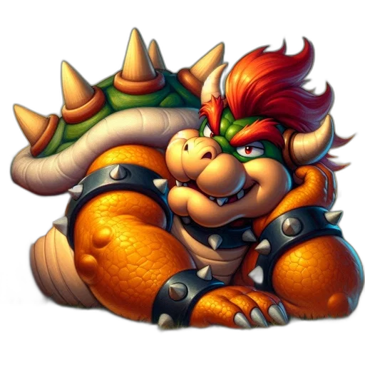 crown, dragon, concept art, pixel art, 3d render, fantasy art, bowser, antagonist transparent PNG cut-out