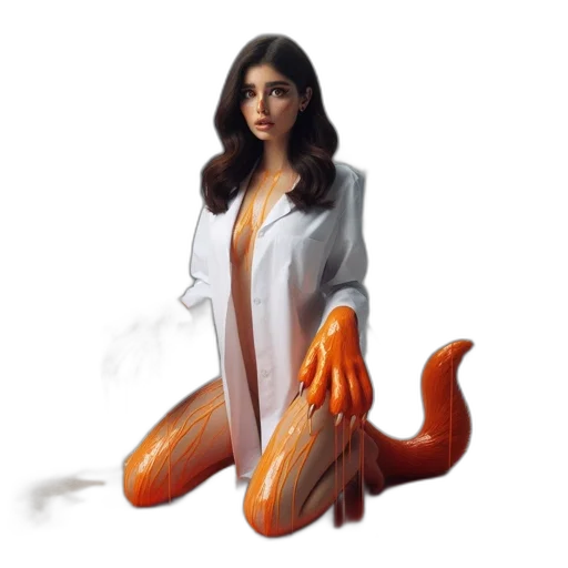 creature, dress, concept art, fantasy art, photorealistic, 3d render, underwater, fire transparent PNG cut-out