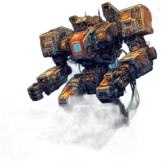 robot, weapon, dragon, concept art, fantasy art, 3d render, photorealistic, inside transparent PNG cut-out