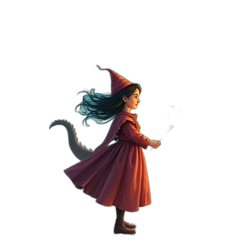 dress, dragon, staff, hair, concept art, fantasy art, 3d render, pixel art transparent PNG cut-out
