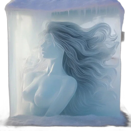 bottle, hair, fantasy art, vaporwave, photorealistic, concept art, underwater, snow transparent PNG cut-out