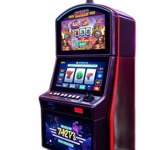 3d render, video, slot, machine, playing, game transparent PNG cut-out