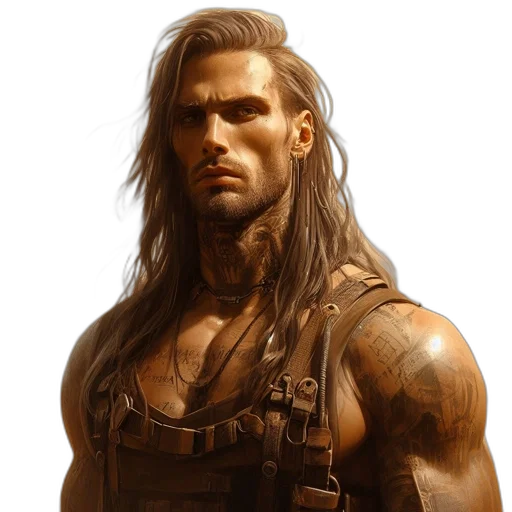 hair, fantasy art, concept art, photorealistic, cyberpunk, earth tones, intensely, expressive transparent PNG cut-out