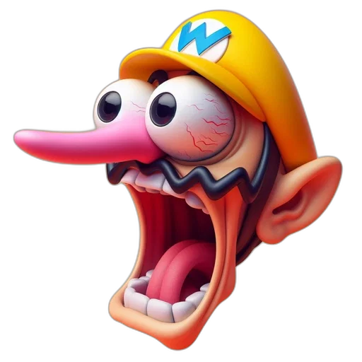 mask, creature, face, hat, 3d render, concept art, photorealistic, exaggerated transparent PNG cut-out