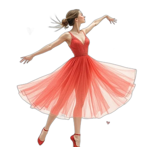 dress, shoes, concept art, photorealistic, watercolor, cartoon, red, drawing transparent PNG cut-out