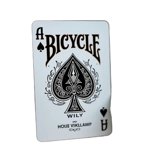 close-up, bicycle-themed, playing, card, word, bicycle, large, letters transparent PNG cut-out