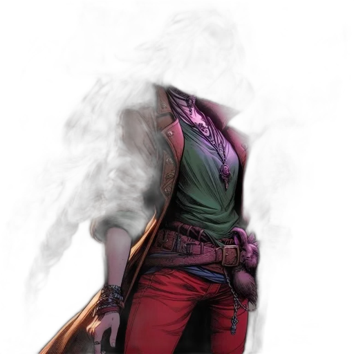 jacket, mask, weapon, staff, concept art, comic book art, fantasy art, cyberpunk transparent PNG cut-out