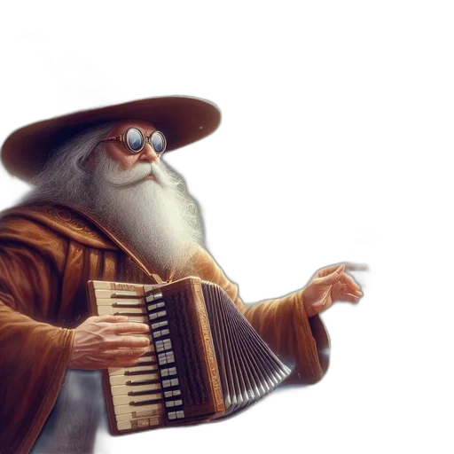 hat, weapon, staff, animal, fantasy art, concept art, photorealistic, 3d render transparent PNG cut-out