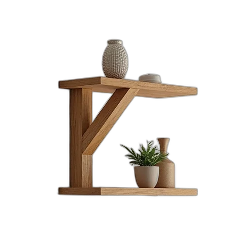 furniture, 3d render, large, wood, corb, hanging, shelf, bracket transparent PNG cut-out