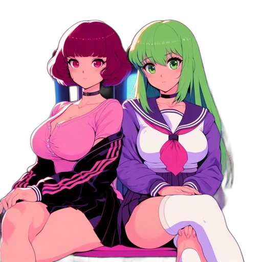 dress, pixel art, anime, vaporwave, cyberpunk, neon lights, outer space, neon transparent PNG cut-out