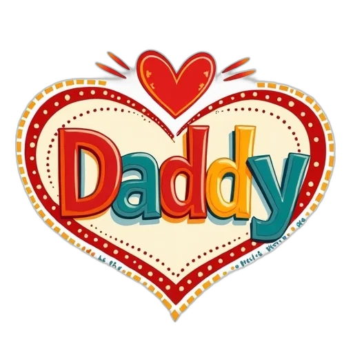 colorful, illustration, word, daddy, surrounded, red, heart, border transparent PNG cut-out