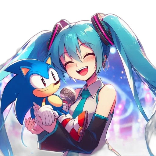 anime, pixel art, concept art, cartoon, outer space, blue, sonic, hedgehog transparent PNG cut-out