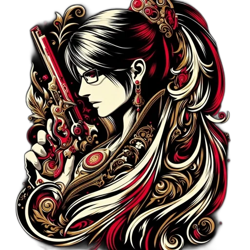 staff, sword, fantasy art, anime, comic book art, pixel art, red, dark transparent PNG cut-out