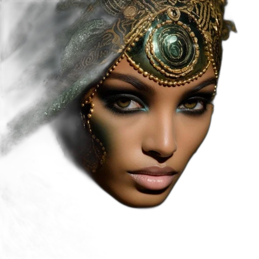 jewelry, mask, face, crown, fantasy art, photorealistic, concept art, 3d render transparent PNG cut-out