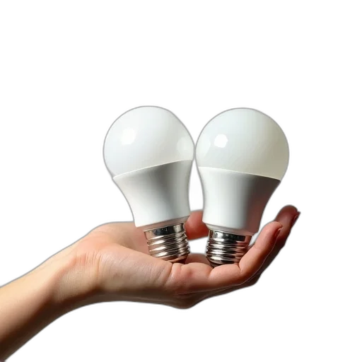 3d render, person, hand, holding, two, white, led, light transparent PNG cut-out