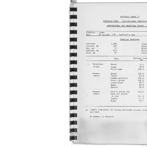 page, book, table, nutritional, information, meal, plan transparent PNG cut-out