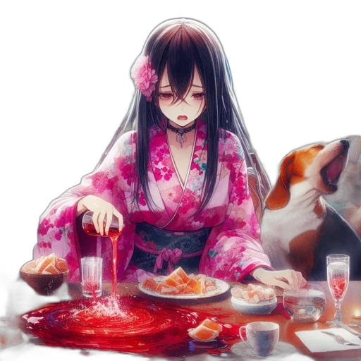 food, dress, creature, face, anime, concept art, photorealistic, fantasy art transparent PNG cut-out