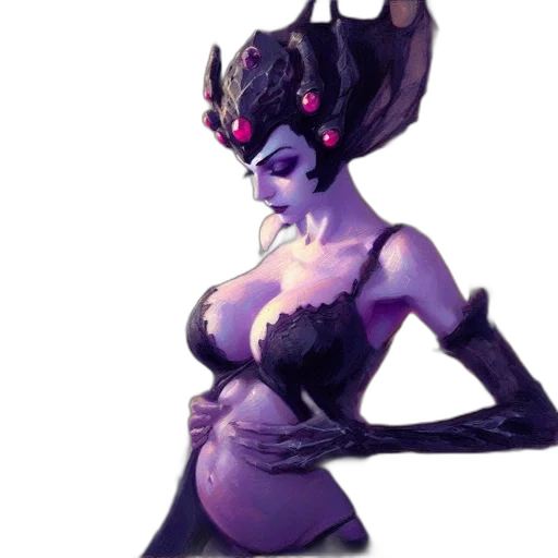 crown, dress, staff, concept art, fantasy art, pixel art, 3d render, dark transparent PNG cut-out