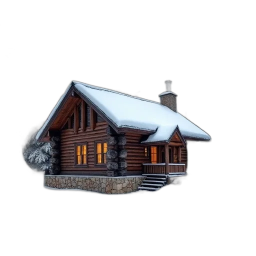 building, 3d render, photorealistic, concept art, pixel art, snow, rustic, wooden transparent PNG cut-out