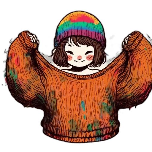 jacket, hat, creature, dress, watercolor, pixel art, concept art, fantasy art transparent PNG cut-out