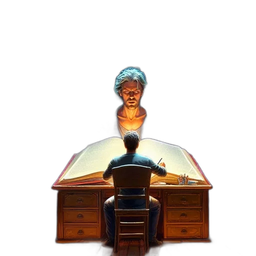 furniture, staff, face, concept art, 3d render, pixel art, fantastical, library transparent PNG cut-out