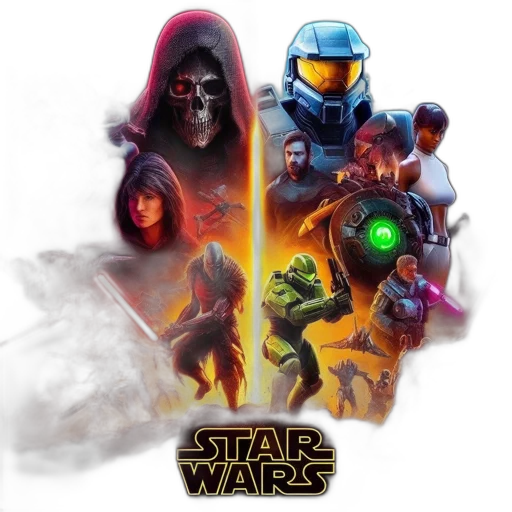concept art, pixel art, comic book art, collage, combines, iconic, characters, both transparent PNG cut-out