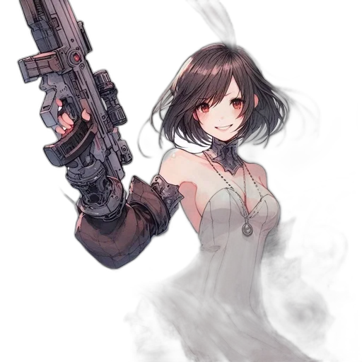 weapon, dress, staff, robot, concept art, anime, pixel art, cyberpunk transparent PNG cut-out