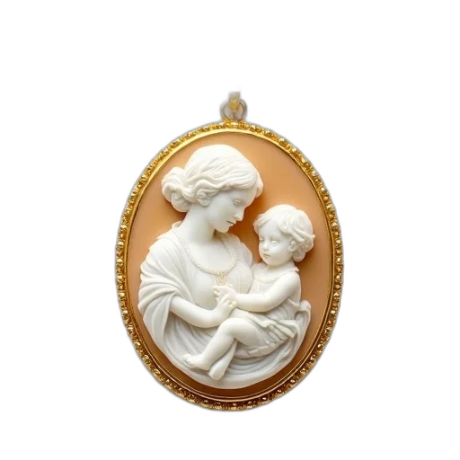 jewelry, gold, pendant, white, cameo, design, woman, holding transparent PNG cut-out