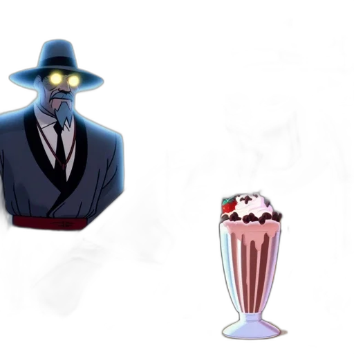 hat, food, concept art, pixel art, 3d render, vaporwave, dark, blue transparent PNG cut-out