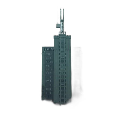 building, 3d render, concept art, photorealistic, pixel art, tall, large, antenna transparent PNG cut-out