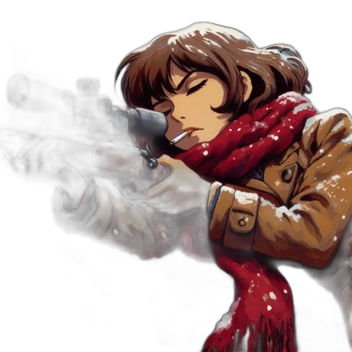 weapon, jacket, comic book art, concept art, pixel art, watercolor, snow, fire transparent PNG cut-out