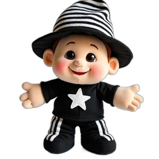 staff, hat, 3d render, cartoon, plush, toy, young, boy transparent PNG cut-out