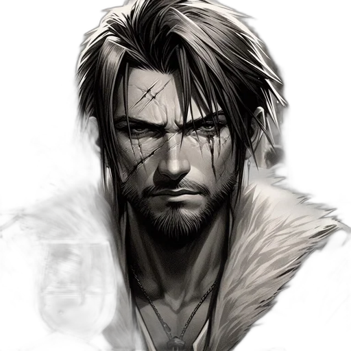 face, fantasy art, concept art, photorealistic, comic book art, monochrome, rugged, bearded transparent PNG cut-out