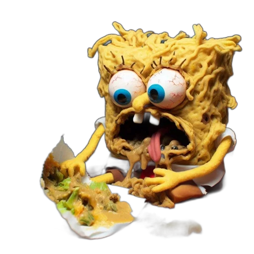 food, creature, animal, concept art, 3d render, photorealistic, pixel art, spongebob transparent PNG cut-out