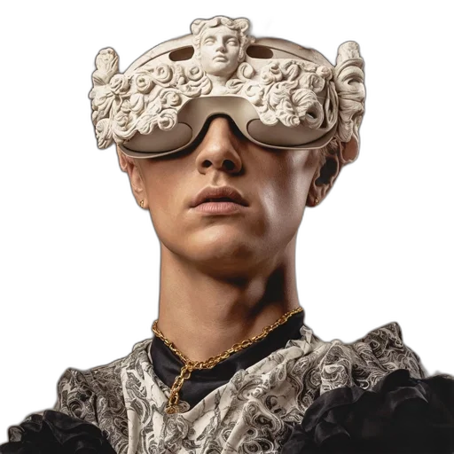 mask, face, crown, jewelry, 3d render, concept art, photorealistic, cyberpunk transparent PNG cut-out