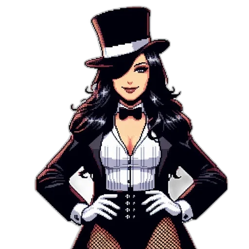 cartoon, comic book art, pixel art, concept art, animated, female, character, wears transparent PNG cut-out