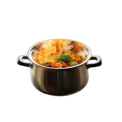 food, crown, 3d render, photorealistic, enchanted, cauldron, colorful, contents transparent PNG cut-out