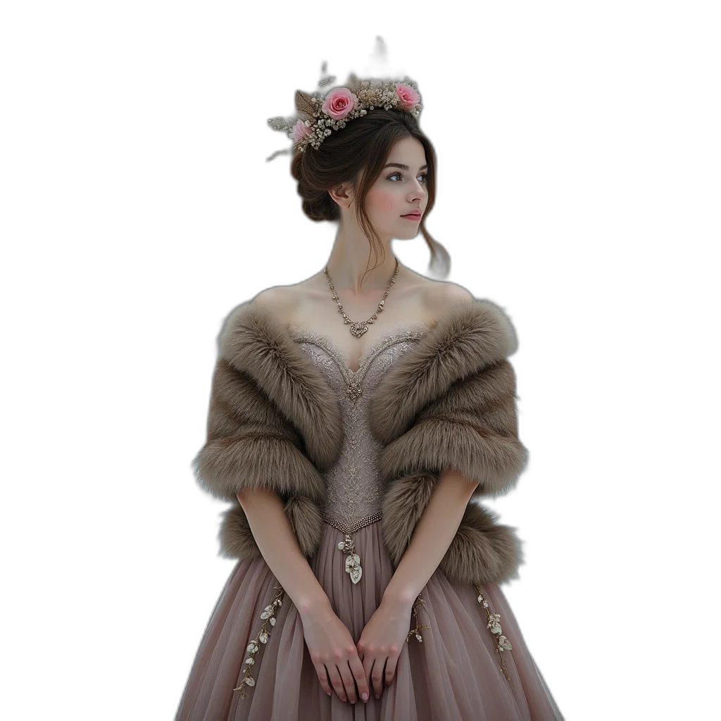 dress, jacket, crown, jewelry, photorealistic, fantasy art, 3d render, concept art transparent PNG cut-out