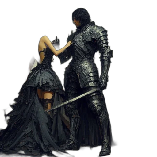 sword, dress, weapon, concept art, fantasy art, 3d render, comic book art, fire transparent PNG cut-out