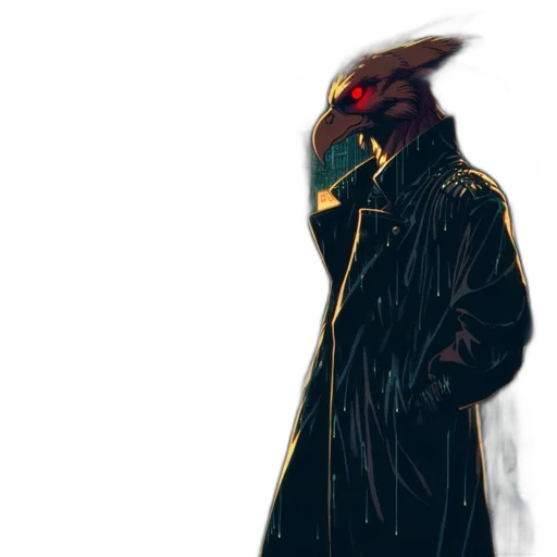 jacket, mask, animal, creature, concept art, cyberpunk, fantasy art, comic book art transparent PNG cut-out