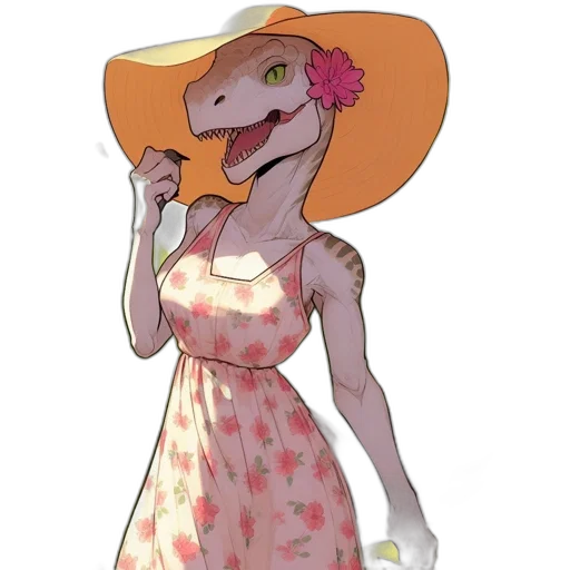 dress, hat, creature, dragon, concept art, watercolor, cartoon, pixel art transparent PNG cut-out