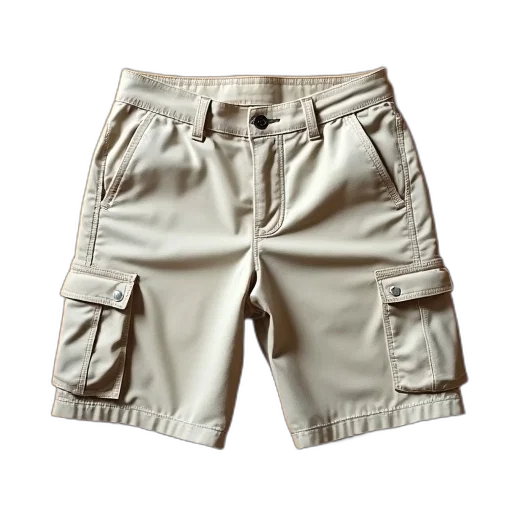 earth tones, pair, beige, cargo, shorts, multiple, pockets, button transparent PNG cut-out