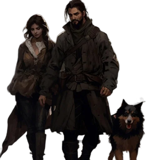 jacket, concept art, fantasy art, pixel art, photorealistic, fog, earth tones, dark transparent PNG cut-out