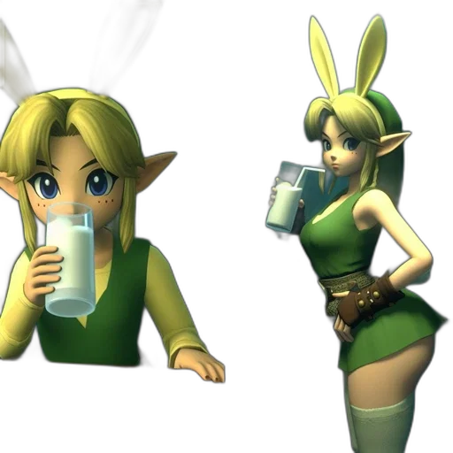 bottle, 3d render, concept art, pixel art, fantasy art, green, anthropomorphic, rabbit transparent PNG cut-out