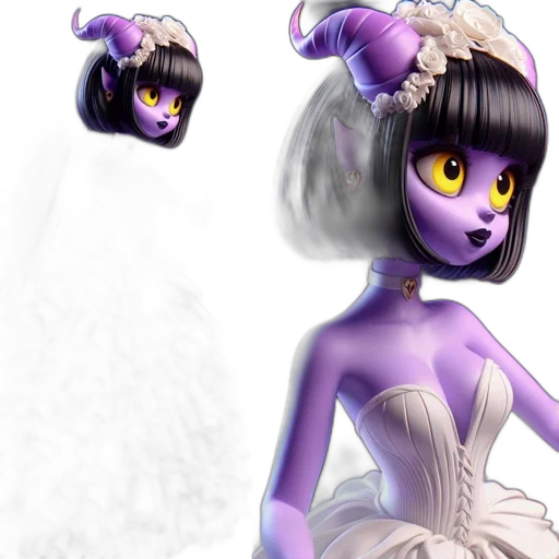concept art, 3d render, fantasy art, photorealistic, purple-skinned, horned, character, white transparent PNG cut-out