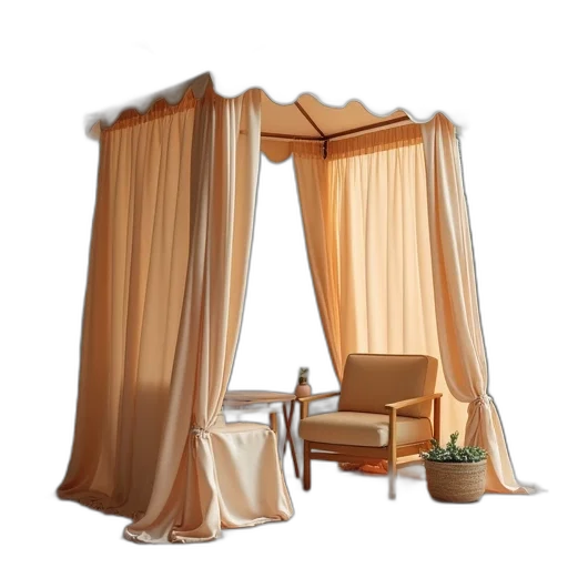 furniture, umbrella, 3d render, earth tones, golden, portable, chair, canopy transparent PNG cut-out