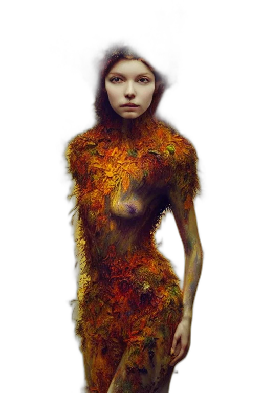 dress, hair, creature, face transparent PNG cut-out