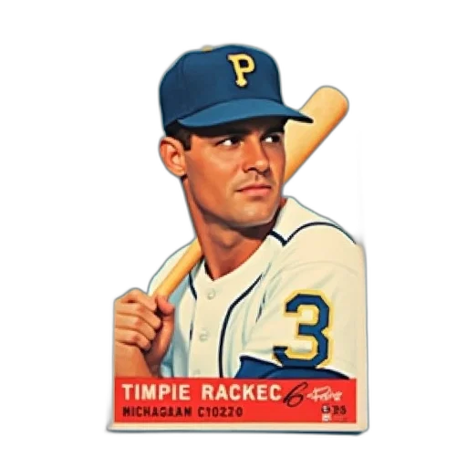 vintage, baseball, card, featuring, player, white, uniform, number transparent PNG cut-out