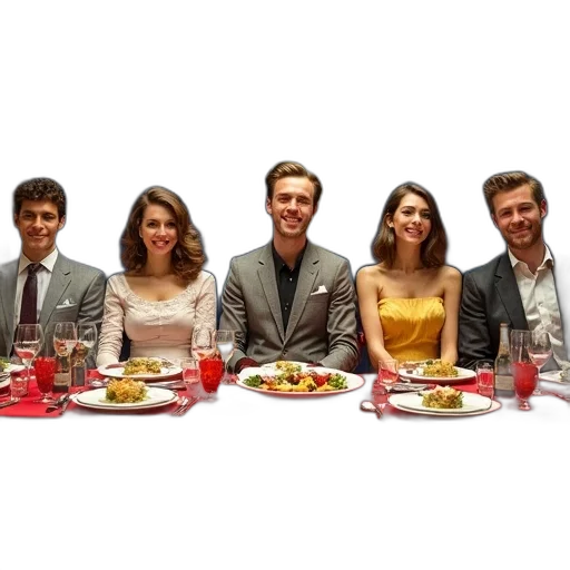food, second, image, shows, same, group, people, banquet transparent PNG cut-out
