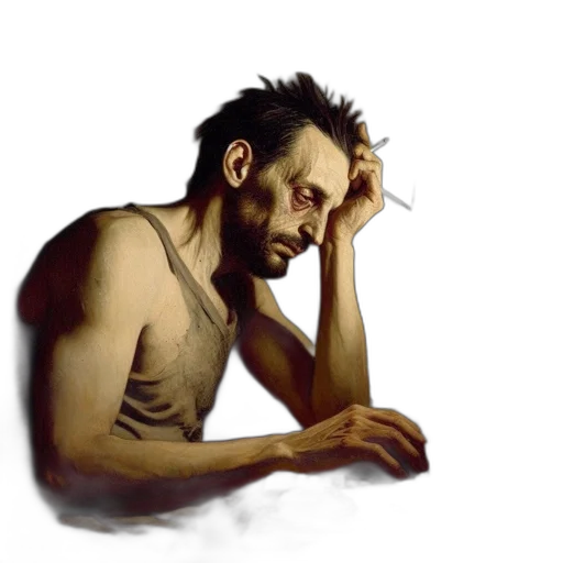 face, concept art, photorealistic, pixel art, comic book art, rough-looking, man, beard transparent PNG cut-out